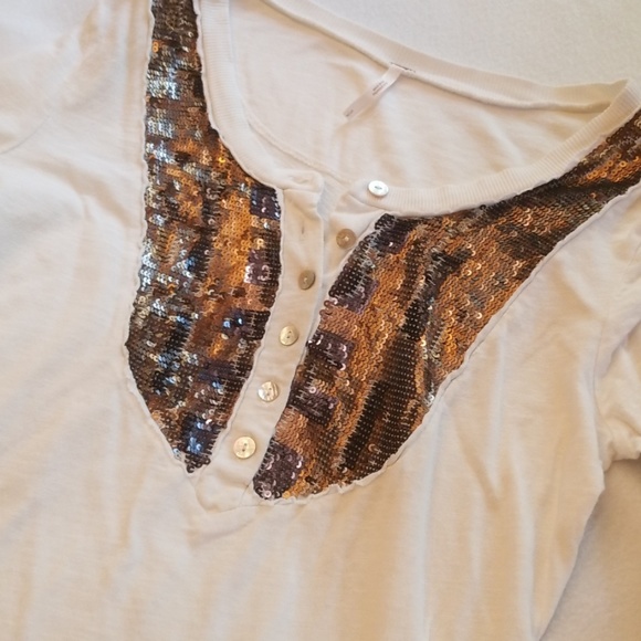 Free People Tigers Eye Henley Long Sleeve Ivory S - Picture 2 of 5